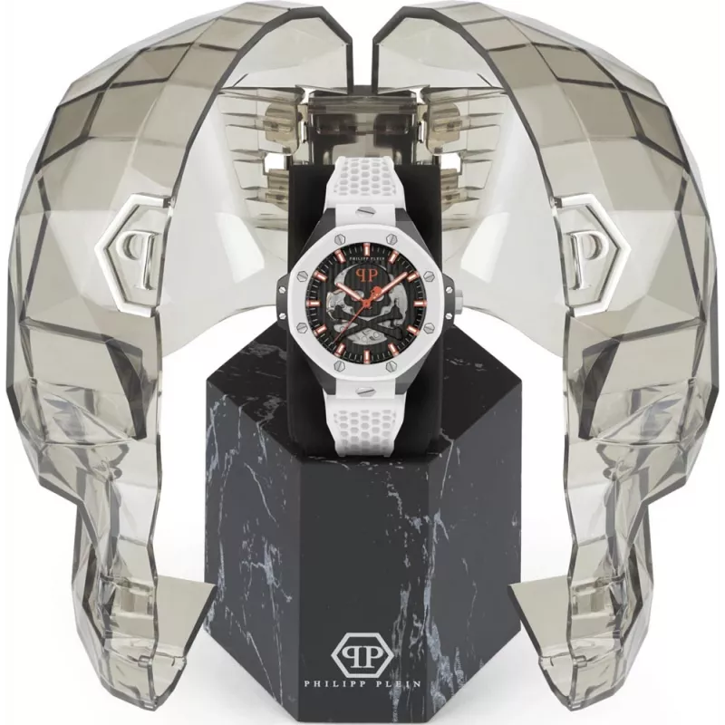 Philipp Plein The Skeleton Herren Automatikuhr PWPFA0724 46mm Schwarzes Silikon
