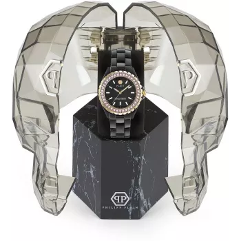 Philipp Plein The Skull Damen-Quarzuhr 38mm Edelstahl Schwarz Silikon PWPPA0324