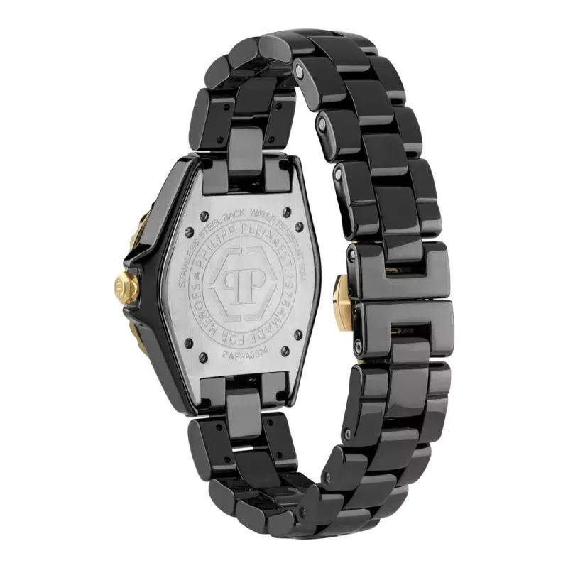 Philipp Plein The Skull Damen-Quarzuhr 38mm Edelstahl Schwarz Silikon PWPPA0324