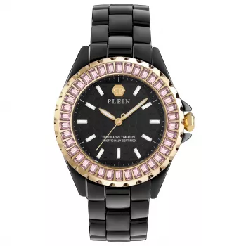 Philipp Plein The Skull Damen-Quarzuhr 38mm Edelstahl Schwarz Silikon PWPPA0324