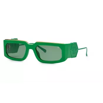 PHILIPP PLEIN Unisex Sonnenbrille SPP119M580859 - Schwarzer Rahmen, Graue Gläser, 58 mm