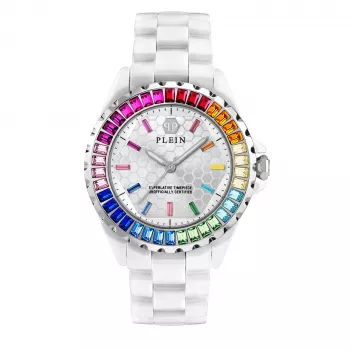 Philipp Plein Damen PWPPA0124 The Skeleton Quarz Uhr 38mm Roségold PVD Edelstahlgehäuse Schwarzes Silikonarmband