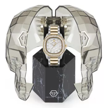 Philipp Plein Damen PWTAA0523 Automatik-Skeleton-Uhr 38mm Roségoldfarben Edelstahl und schwarzes Silikon