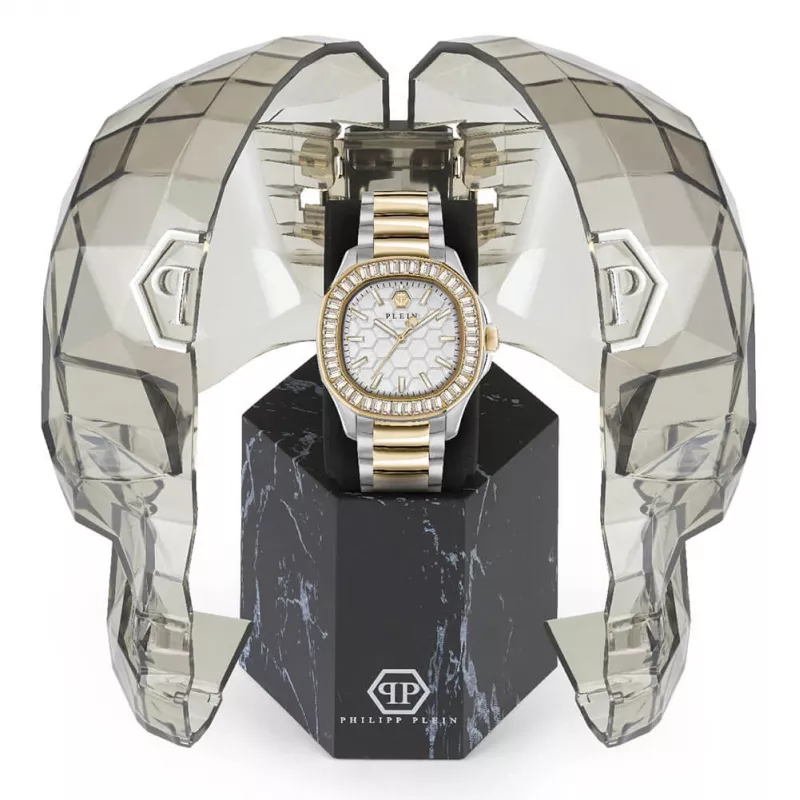 Philipp Plein Damen PWTAA0523 Automatik-Skeleton-Uhr 38mm Roségoldfarben Edelstahl und schwarzes Silikon