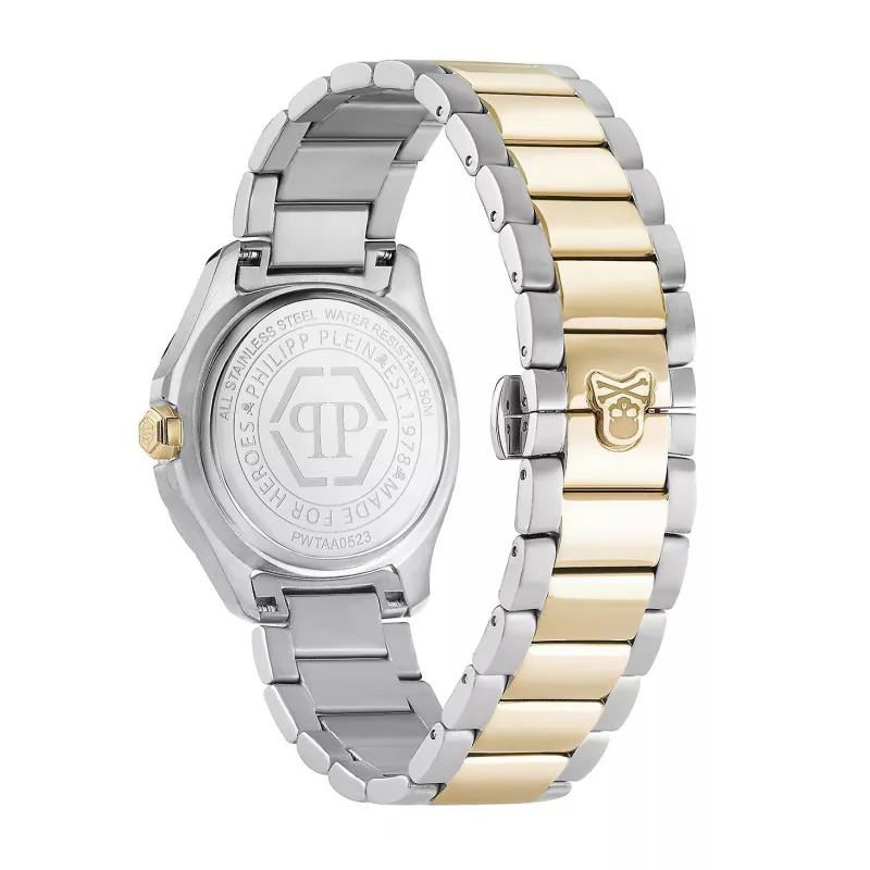 Philipp Plein Damen PWTAA0523 Automatik-Skeleton-Uhr 38mm Roségoldfarben Edelstahl und schwarzes Silikon
