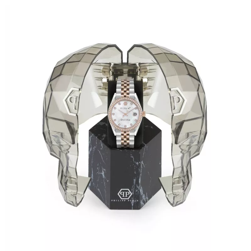 Philipp Plein Damen PWYAA0223 The $kull Quarz Analog Uhr 34mm Schwarzes Silikonarmband