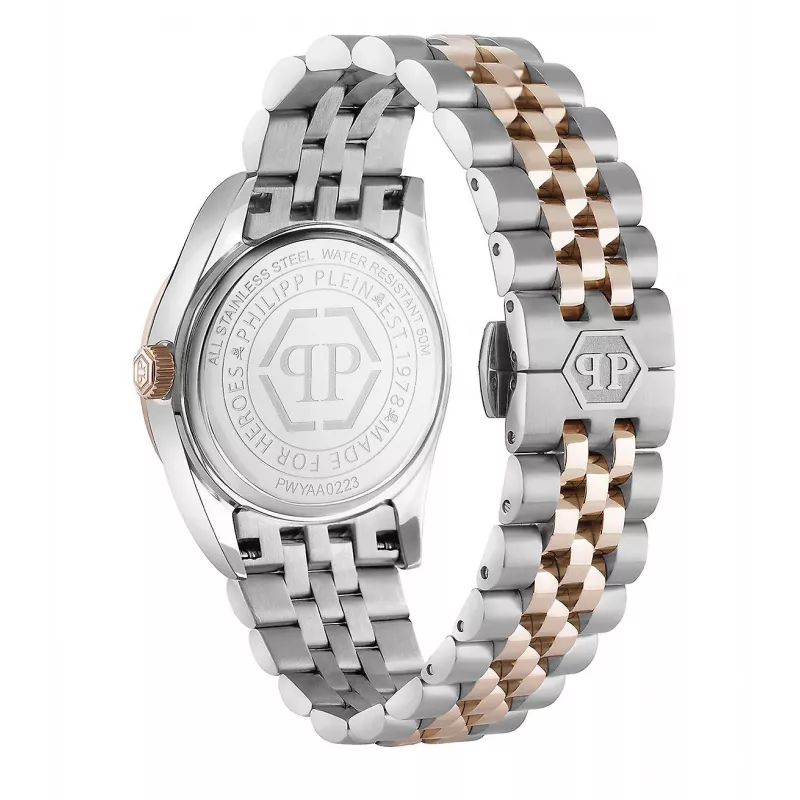 Philipp Plein Damen PWYAA0223 The $kull Quarz Analog Uhr 34mm Schwarzes Silikonarmband