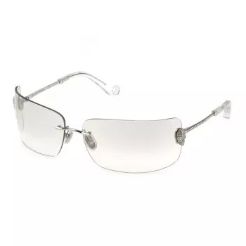 Philipp Plein Damen-Sonnenbrille SPP027V95579X - Oversize schwarzer Rahmen, graue Gläser, UV400-Schutz