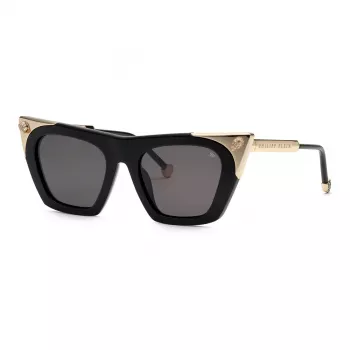 Philipp Plein Damen-Sonnenbrille SPP134S520700 Gold-Ton Metallrahmen Braune Gradientengläser 52mm