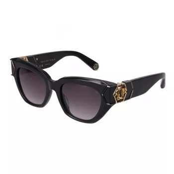 Philipp Plein Damen-Sonnenbrille SPP140M510700 - Schwarzer Rahmen, graue Gläser, 51 mm