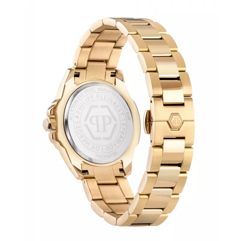 Philipp Plein Damenuhr The $kull Quarz 38mm Edelstahl Schwarzes Zifferblatt Silikonarmband PWOFA0725