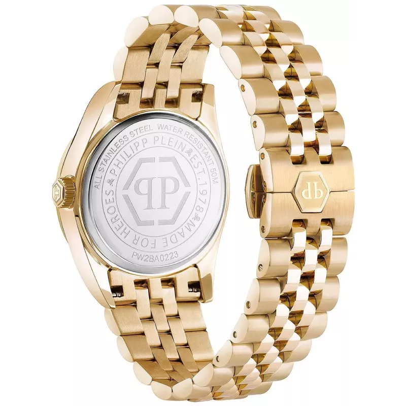 Philipp Plein Damenuhr PW2BA0223 38mm Roségold-Ton Edelstahl Weißes Silikon