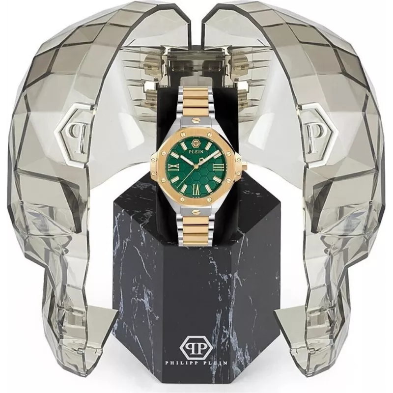 Philipp Plein Damenuhr PWBDA0724 39mm Quarz Edelstahl Silikon Schwarz