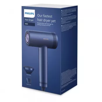 Philips 8000 Series BHD839/10 Haartrockner 1400 W Mitternachtsblau mit SenseIQ, ThermoShield, Ionic Care, Cool Shot, Stylingdüse und Diffusor