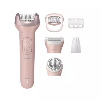 Philips Epilator Series 9000 BRE718/00 Kabelloser Nass- & Trockenepilator mit 32 Pinzetten, Keramikscheiben, Opti-Light, 2 Geschwindigkeiten, Li-Ionen-Akku, 40 min Laufzeit, inkl. Optimal-Kontakt-Aufsatz, Aufsatz für empfindliche Bereiche, Peeling-Handsch