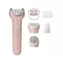 Philips Epilator Series 9000 BRE718/00 Kabelloser Nass- & Trockenepilator mit 32 Pinzetten, Keramikscheiben, Opti-Light, 2 Geschwindigkeiten, Li-Ionen-Akku, 40 min Laufzeit, inkl. Optimal-Kontakt-Aufsatz, Aufsatz für empfindliche Bereiche, Peeling-Handsch