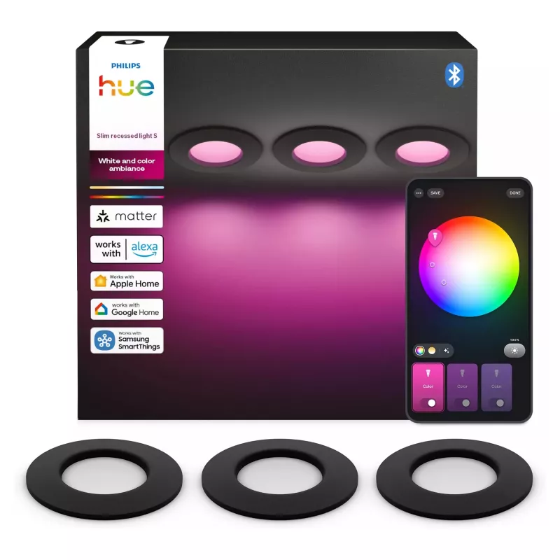 Philips Hue White & Color Ambiance Slim Recessed Light S x3 - Schwarz