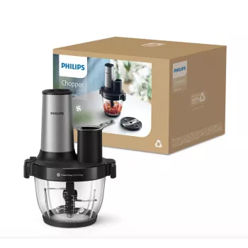 Philips Series 5000 Food Processor Chopper HR1504/00, 800 W, 2,1 L Schüssel, Weiß