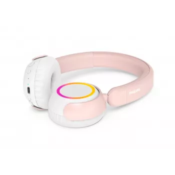 Philips TAK4200PK/00 Pink On-Ear Wireless Kopfhörer mit LED-Leuchten, 28h Akku, 85dB Lautstärkebegrenzung