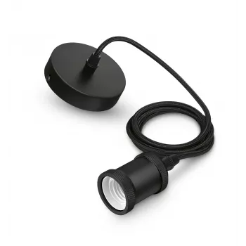 Philips Vintage Pendelleuchte E27 Fassung schwarzer Baldachin schwarz