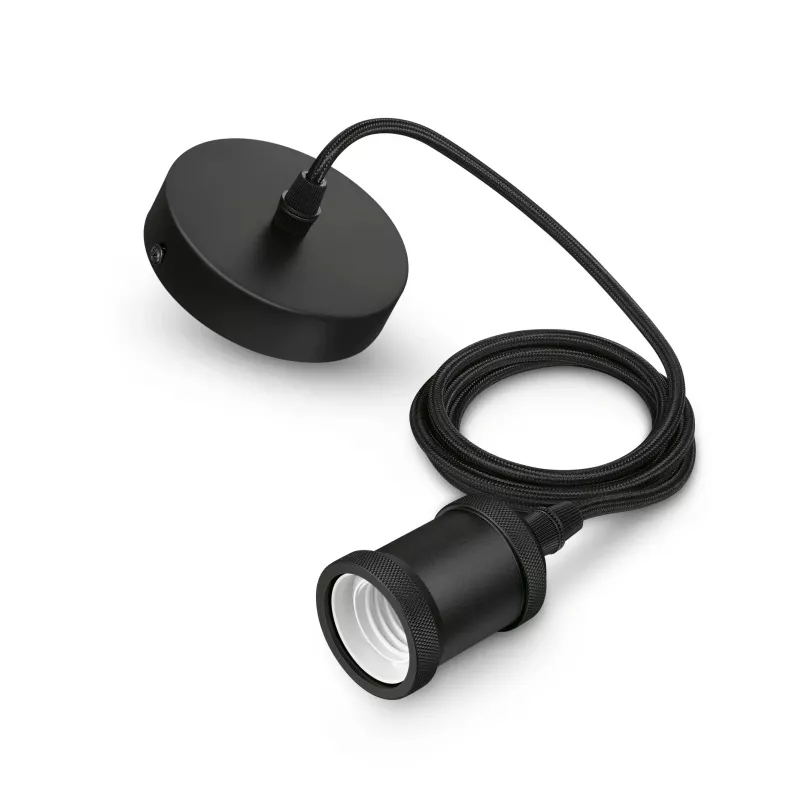 Philips Vintage Pendelleuchte E27 Fassung Schwarze Abdeckung Schwarz