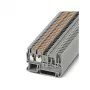 Phoenix Contact PT 2,5-TWIN/1P Push-in Durchgangsklemme, grau, 24A, 500V, Hutschienenmontage, 26-12 AWG, 3 Anschlüsse