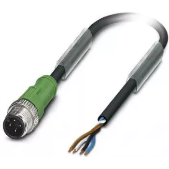 Phoenix Contact SAC-4P-M12MS/ 3,0-PUR Sensor-/Aktorleitung, M12 Stecker gerade auf offenes Ende, 4-polig A-kodiert, 3 m PUR schwarz-grau