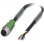 Phoenix Contact SAC-4P-M12MS/ 3,0-PUR Sensor-/Aktorleitung, M12 Stecker gerade auf offenes Ende, 4-polig A-kodiert, 3 m PUR schwarz-grau