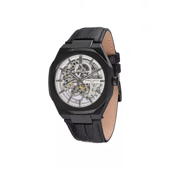 Pierre Cardin Herren Analog-Quarzuhr CF.1002.LB.1 42mm schwarzes Zifferblatt Lederarmband