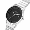 Pierre Cardin Herren Analog Quarzuhr CLC.6006 - 43mm Edelstahlgehäuse Schwarzes Lederarmband