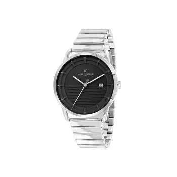 Pierre Cardin Herren Analog Quarzuhr CLC.6006 - 43mm Edelstahlgehäuse Schwarzes Lederarmband