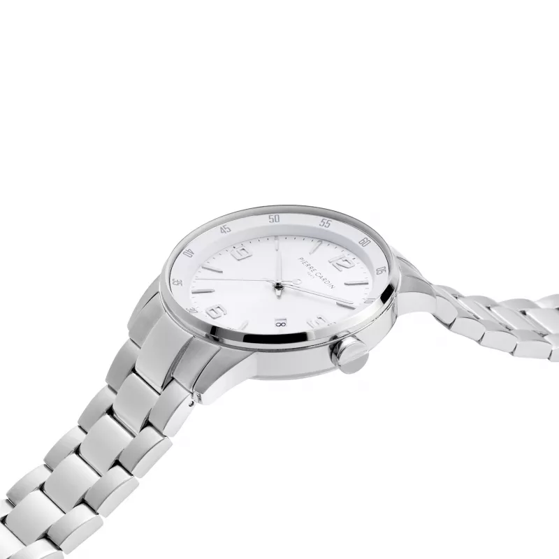 Pierre Cardin Herren Analog Quarzuhr CMR.0006 40mm Edelstahl Schwarzes Zifferblatt Lederarmband
