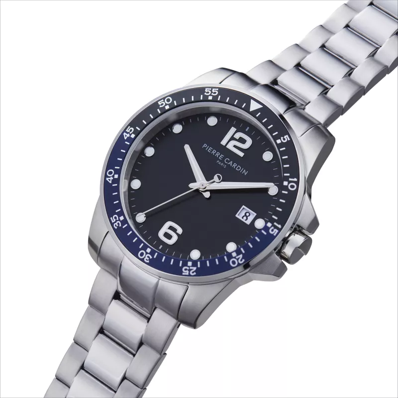 Pierre Cardin Herren Analog-Quarzuhr CNI.0030 40mm Schwarzes Zifferblatt Lederarmband