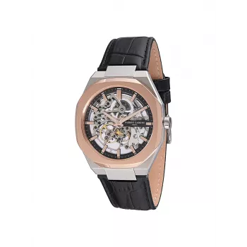 Pierre Cardin Herren Quarz Analog Uhr CF.1002.LB.2 42mm Edelstahl Schwarzes Zifferblatt Lederarmband