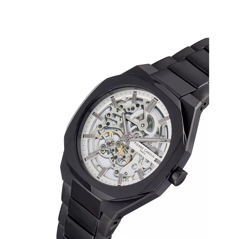 Pierre Cardin Herren Quarz Analoguhr CF.1002.MB 42mm Schwarz Edelstahl Milanese Mesh