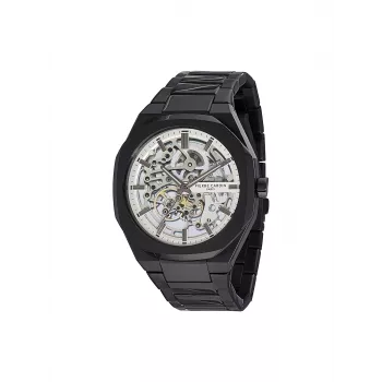 Pierre Cardin Herren Quarz Analoguhr CF.1002.MB 42mm Schwarz Edelstahl Milanese Mesh