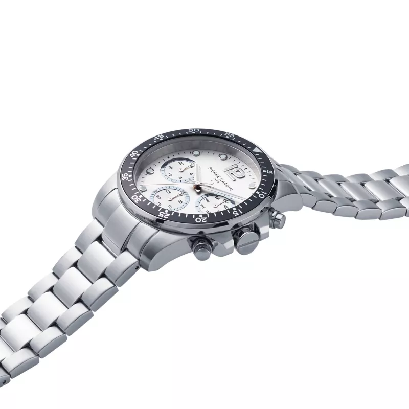 Pierre Cardin Herren-Quarz-Armbanduhr CNI.0012 40mm Edelstahlgehäuse Schwarzes Lederarmband