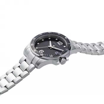 Pierre Cardin Herren Quarz Analog Uhr CNI.0026 40mm Edelstahlgehäuse Schwarzes Lederarmband