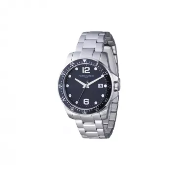 Pierre Cardin Herren Quarz Analog Uhr CNI.0026 40mm Edelstahlgehäuse Schwarzes Lederarmband