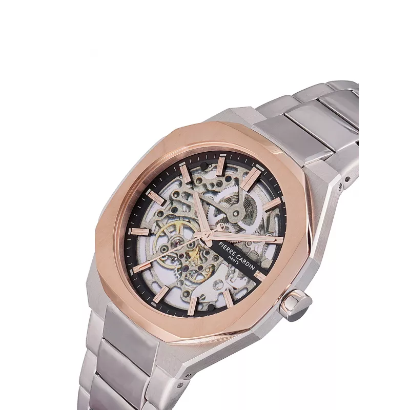 Pierre Cardin Herren-Quarzuhr CF.1002.MU 42mm Edelstahl Schwarzes Zifferblatt Lederarmband