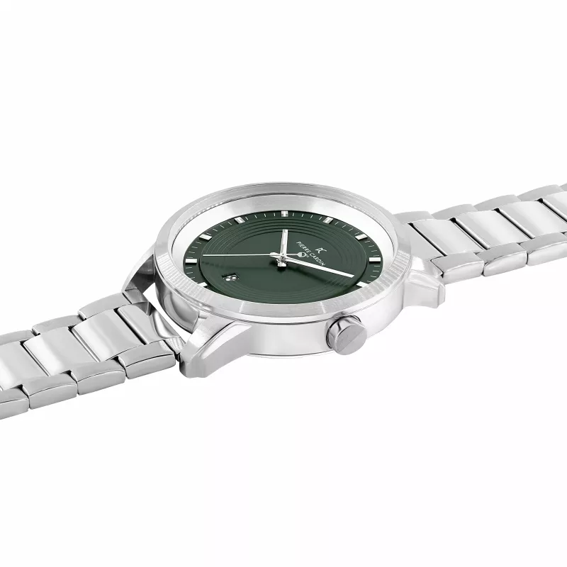 Pierre Cardin Herrenuhr CCP.5028 (45 mm) Edelstahlgehäuse Schwarzes Zifferblatt Lederarmband