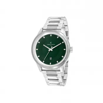 Pierre Cardin Herrenuhr CCP.5028 (45 mm) Edelstahlgehäuse Schwarzes Zifferblatt Lederarmband