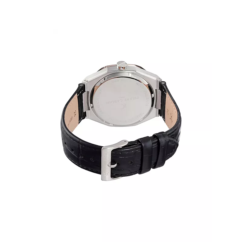 Pierre Cardin Herrenuhr CF.1000.LB.1 42mm Edelstahl Quarz Analog Schwarz Zifferblatt Lederarmband
