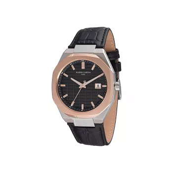Pierre Cardin Herrenuhr CF.1000.LB.1 42mm Edelstahl Quarz Analog Schwarz Zifferblatt Lederarmband