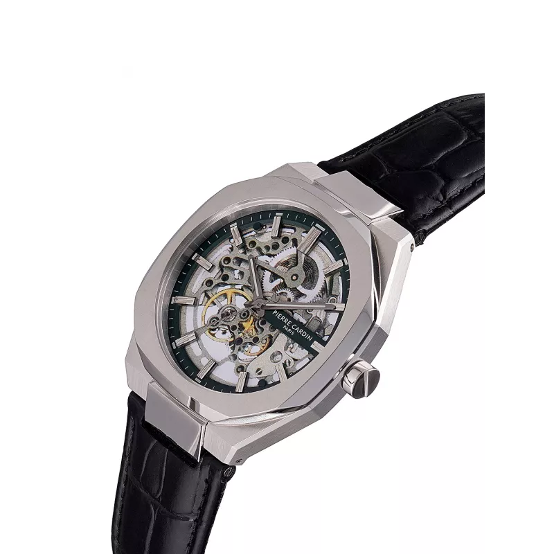 Pierre Cardin Herrenuhr CF.1002.LB.4 42mm Edelstahl Quarz Analog Schwarzes Zifferblatt Lederarmband
