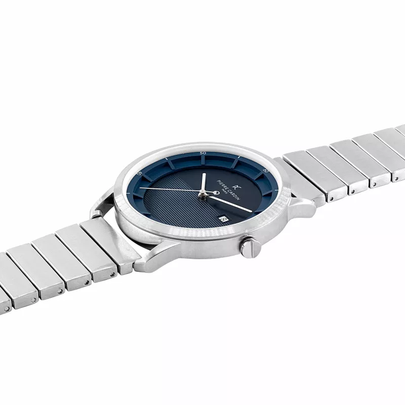 Pierre Cardin Herrenuhr CLC.6005 43mm Edelstahl Quarz Analog Schwarz Zifferblatt Lederarmband