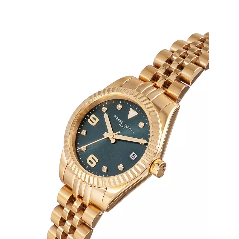 Pierre Cardin Damenuhr CF.1012.MG.2 Quarz Analog Uhr 28mm Gold-Ton Edelstahl