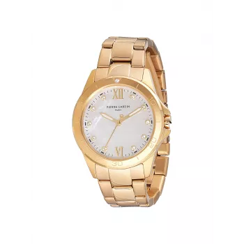 Pierre Cardin Damen Quarz Analog Uhr CF.1009.MG.1 34mm Goldfarben Edelstahl