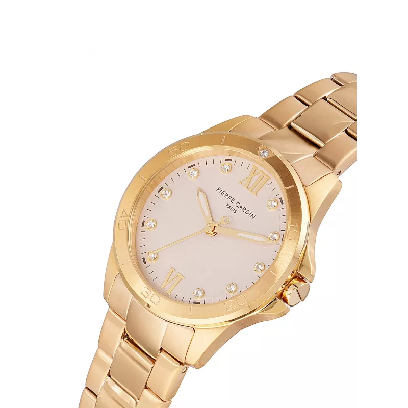 Pierre Cardin Damen-Quarz-Armbanduhr CF.1009.MG 34mm Edelstahl Gold-Ton