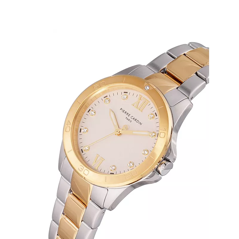 Pierre Cardin Damen-Quarz-Armbanduhr CF.1009.MU - 34 mm Edelstahl mit Perlmutt-Zifferblatt